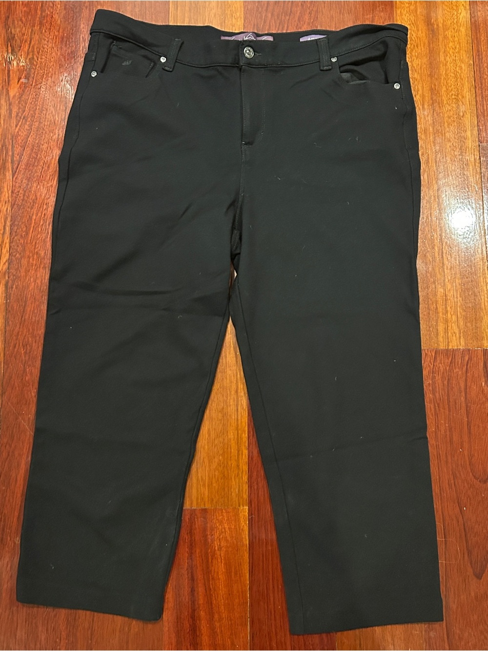 Gloria Vanderbilt Black Straight Chino Cropped Pants Sz 16W